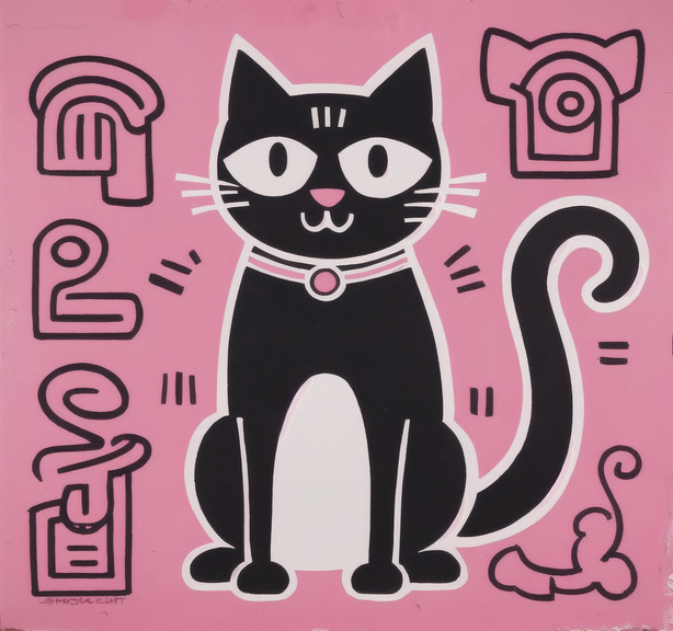 大胆的涂鸦黑猫夏普插画
