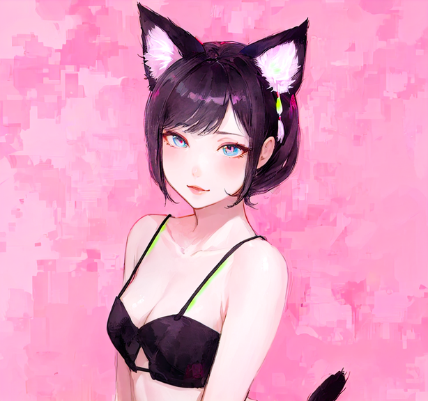 妩媚的猫女装扮动漫插画
