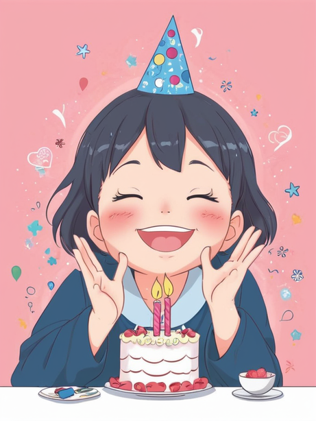 生日快乐矢量人物插画
