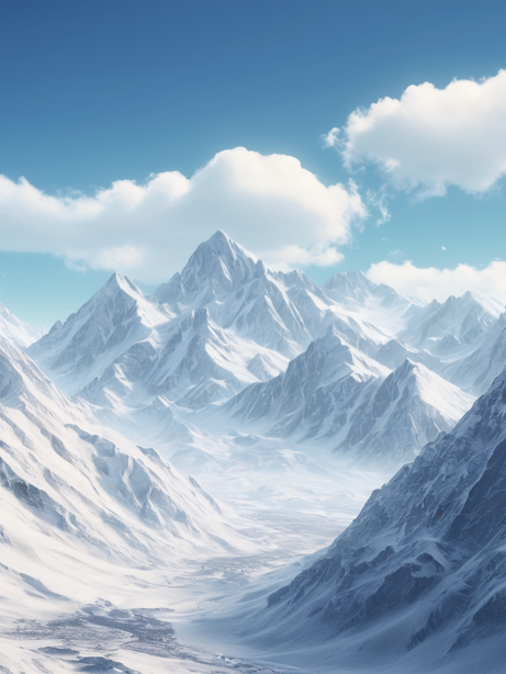 白雪皑皑的山峰自然风景