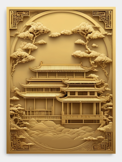 中国风3d浮雕艺术建筑雕刻