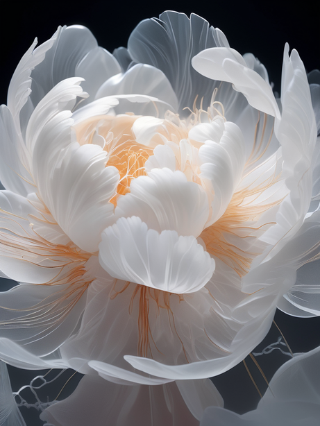 高级透明纹理的3d牡丹花