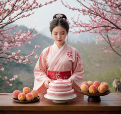 桃花姬阿胶糕 女孩 桃花 古风 唯美