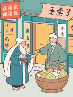 过年的气氛，卖冰糖葫芦的老人，卡通插画，古风矢量，一群玩闹的小孩，石板街，极简，矢量插画