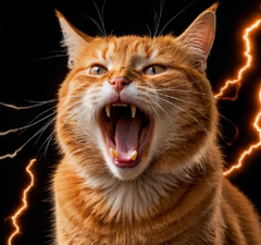 一只橘猫的头像 表情尖叫 眼睛有闪电