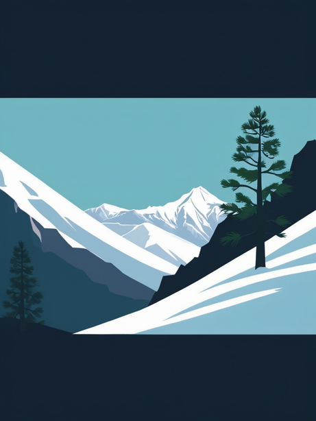 白皑皑的雪景雪松矢量插图