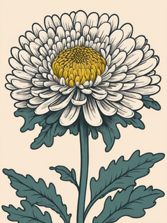 国风插画，菊花插画，超现实