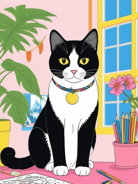 清新可爱的猫咪儿童插图
