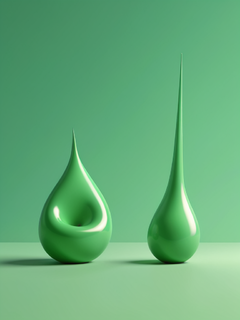 在渐变背景下以绿色呈现抽象流体形状的3D渲染，采用极简主义风格，线条和形状简单，在专业照片中以高分辨率拍摄。该设计旨在通过简洁的线条和简约的元素传达现代精髓，营造出一种散发着精致气息的氛围