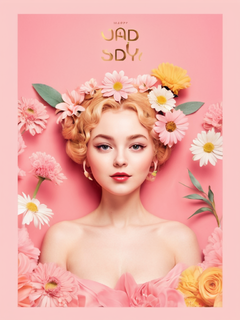 妇女节海报，潮流，鲜花，女神节，国潮，孟菲斯，创意设计，女性角色