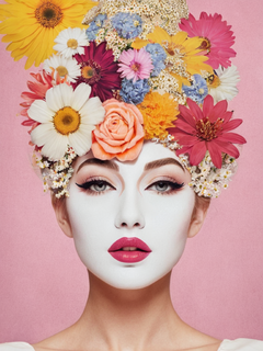 妇女节海报，潮流，酸性，鲜花，女神节，孟菲斯，创意设计，女性角色