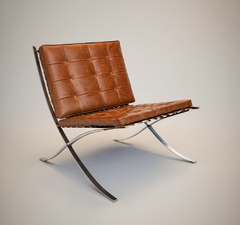 巴塞罗那椅结构草图，钢架交叉，真皮坐垫，草图，线条